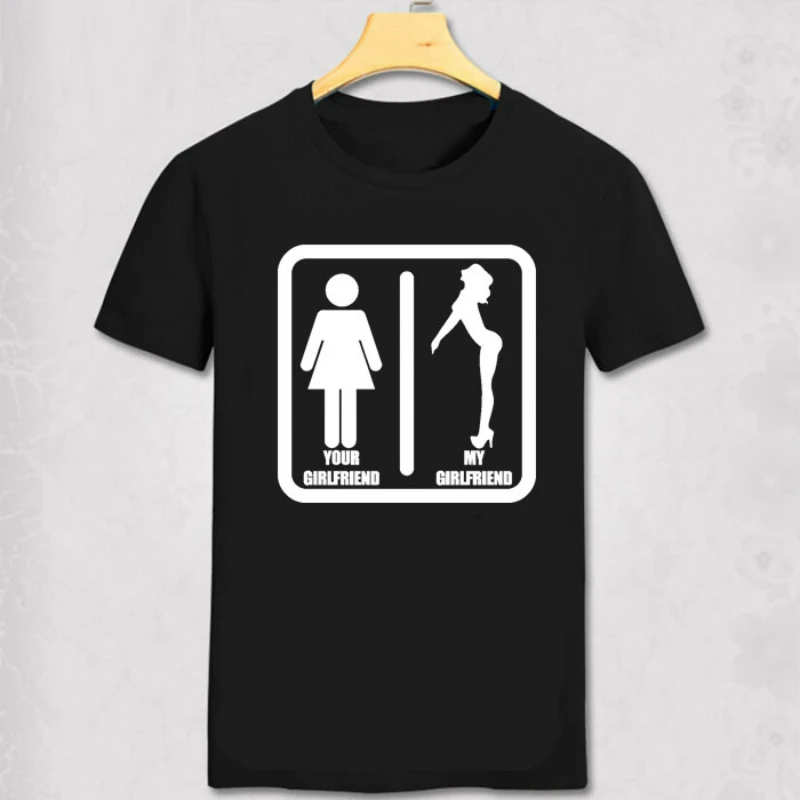 

Summer New Mens Funny T Shirts Stick Figures my girlfriend T-Shirt Crew Neck Top Tees Short Sleeve Cotton Clothing Tshirt