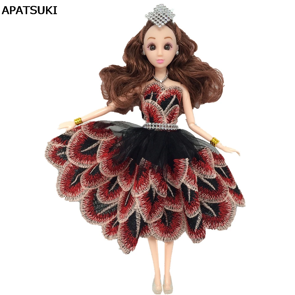 Peacock Feather Crystal Dancing Costume Fashion Clothes For Barbie Doll