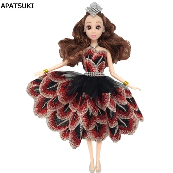 

Peacock Feather Crystal Dancing Costume Fashion Clothes For Barbie Doll Lace Dresses 1/6 Fashion Dress For 1/6 BJD Dolls Toy