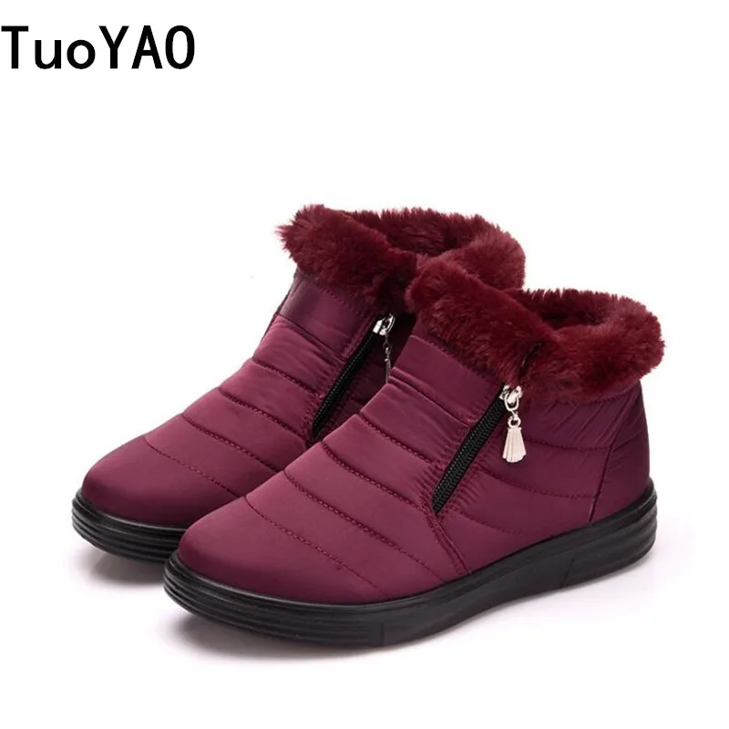 

2019 New Fashion Women Boots Waterproof Ankle Snow Boots Winter Work Shoes Keep Warm Fur Women Footwear Outdoor Plush Shoes