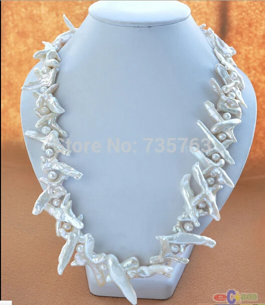 

HOT 0014245 WHITE CROSS BAROQUE KESHI REBORN PEARL NECKLACE