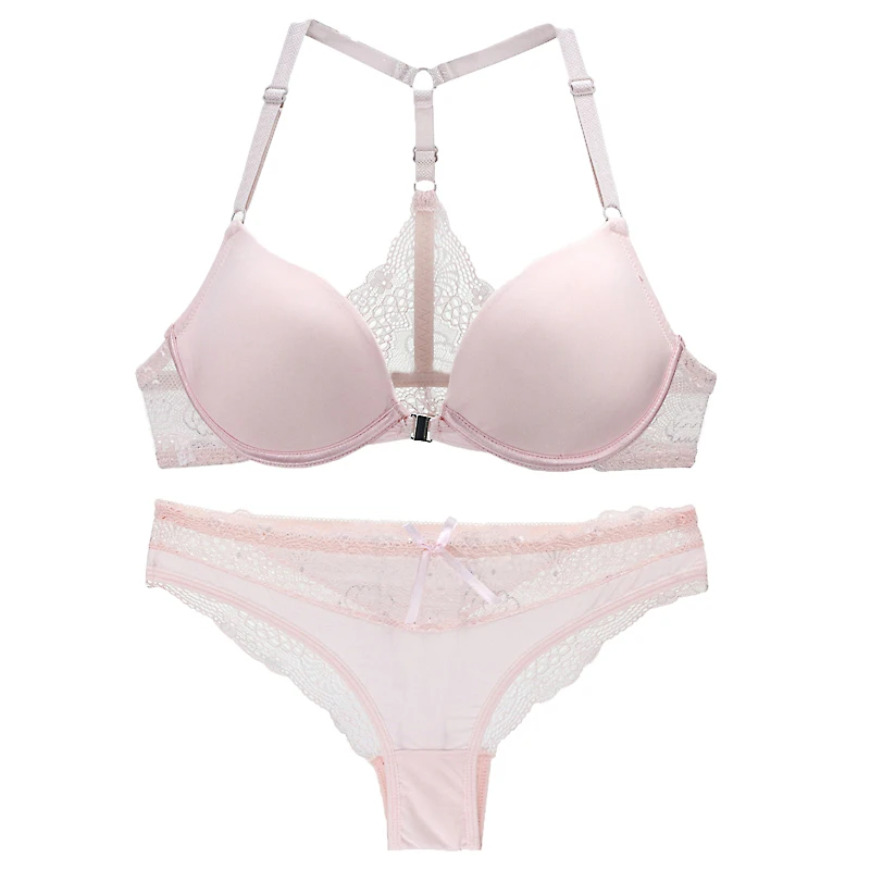 New Brand 2018 Elegant Women Bra Set Seamless Push Up Women's Underwear Front Closure Y-line Brassiere Sexy Lingerie ABC Bras