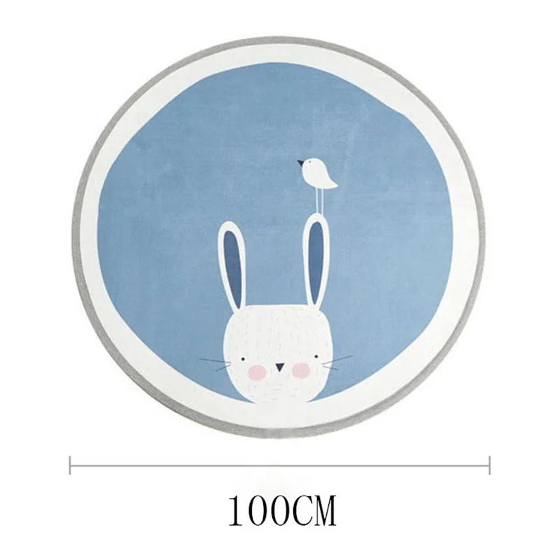 Круглый детский коврик 100 см, коврики для игр, детские коврики для занятий в тренажерном зале с кроликом/медведем/буквами, Нескользящие Коврики для детской комнаты в скандинавском стиле