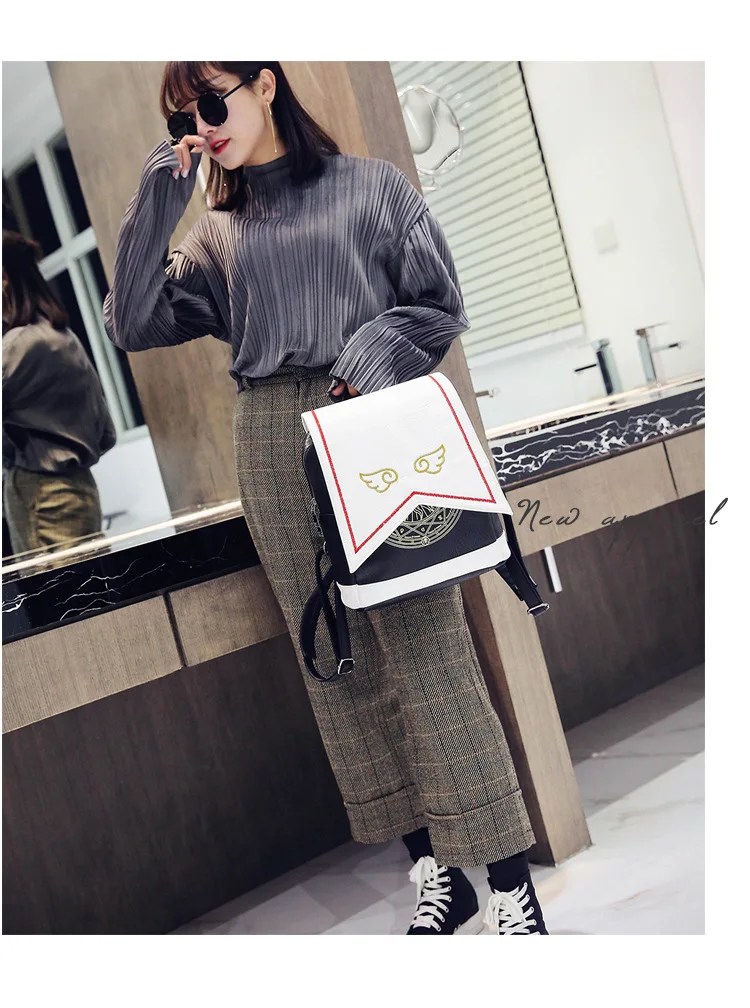 Anime Card Captor Sakura Girls Backpack CARDCAPTOR SAKURA Shoulder Bag Kawaii Cosplay Lolita Magic Bags with Embroidery Wings