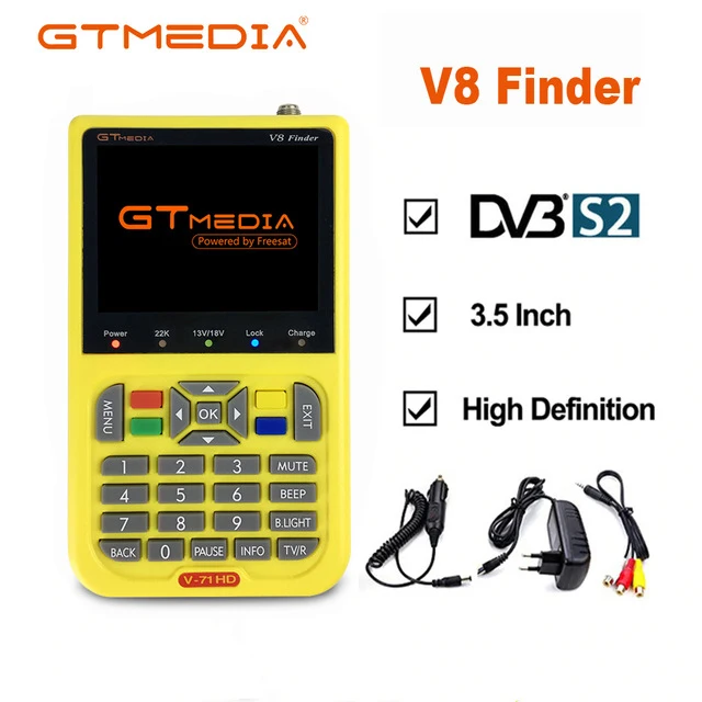 

GTMEDIA/Freesat V8 Finder HD DVB-S2 Digital Satellite Finder High Definition 1080P Sat Finder DVB S2 Satellite Meter Sat finder
