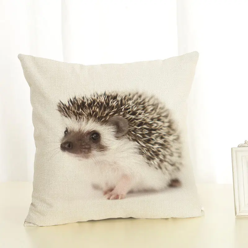 Cute Pet Cushion Cover 45x45cm Linen Printed Hedgehog Throw Pillow Covers Decorative Cushions Home Decor Decoration Accessories