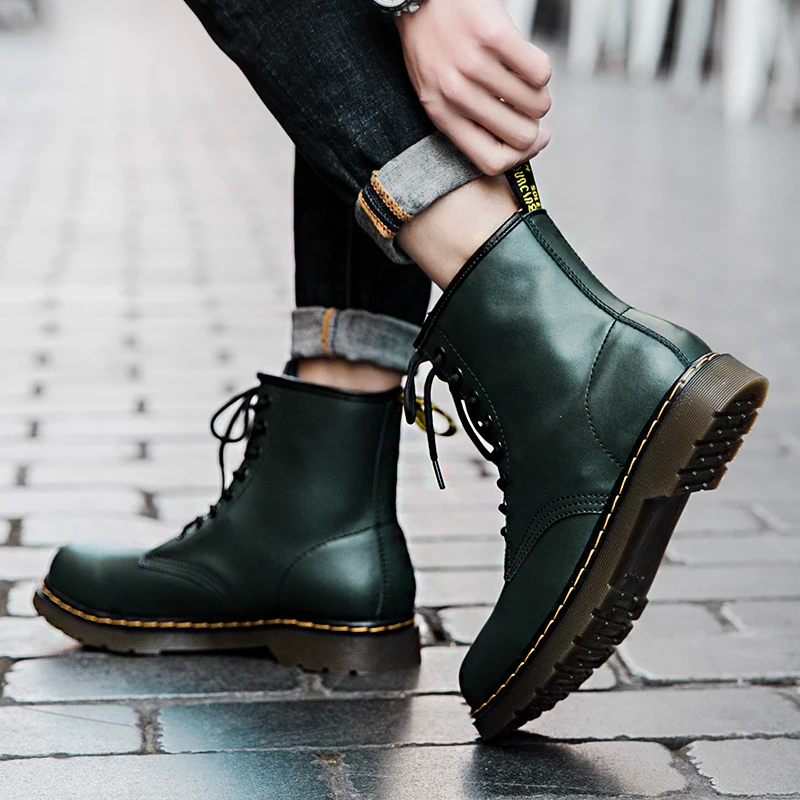 

PU Leather Boots Lace up Women Shoes Ankle Boots Winter Ladies Solid Color Martin Boots Short Plus Doc Martin Boots
