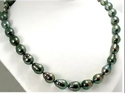 

HOT## Wholesale FREE SHIPPING 18"10-12MM TAHITIAN GENUINE BLACK PEACOCK GREEN REDISH PEARL NECKLACE