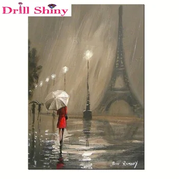 

European Style Diamond Painting Rain Lover Diamond Embroidery Umbrella Paint Cross Stitch Mosaic Eiffel Tower Wall Sticker Kits