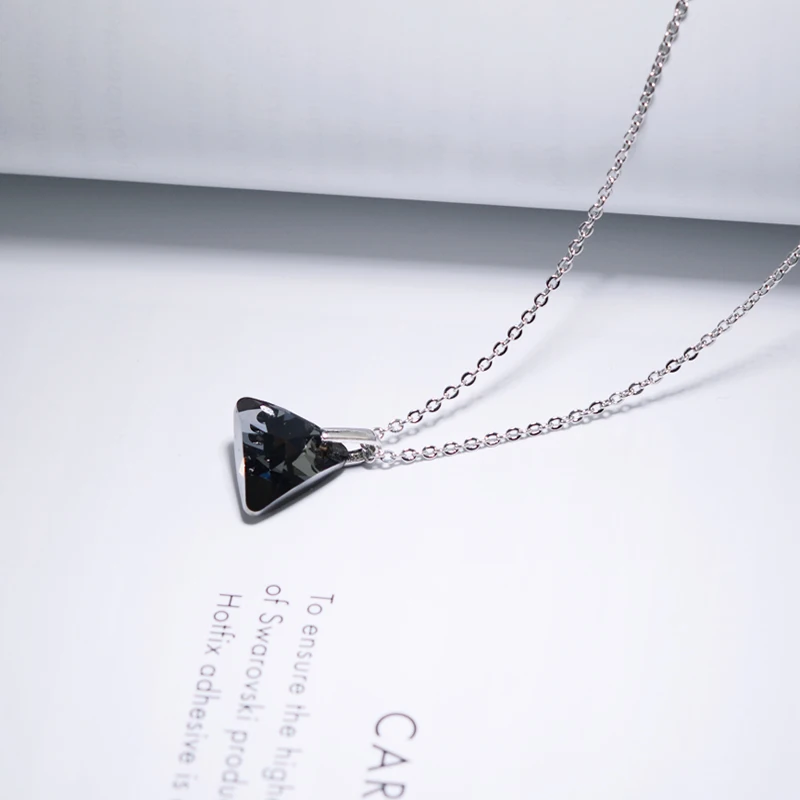 

Bulage Mini Triangle Pendant Necklace Crystals From SWAROVSKI Elements Silver Color Necklaces For Women Kids Simple Jewelry