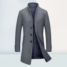Autumn Winter Men Wool Coat Casual Long Wool Jacket Men Single-breasted Stand Collar Mens Pea Coat High-grade Winter Coat Men