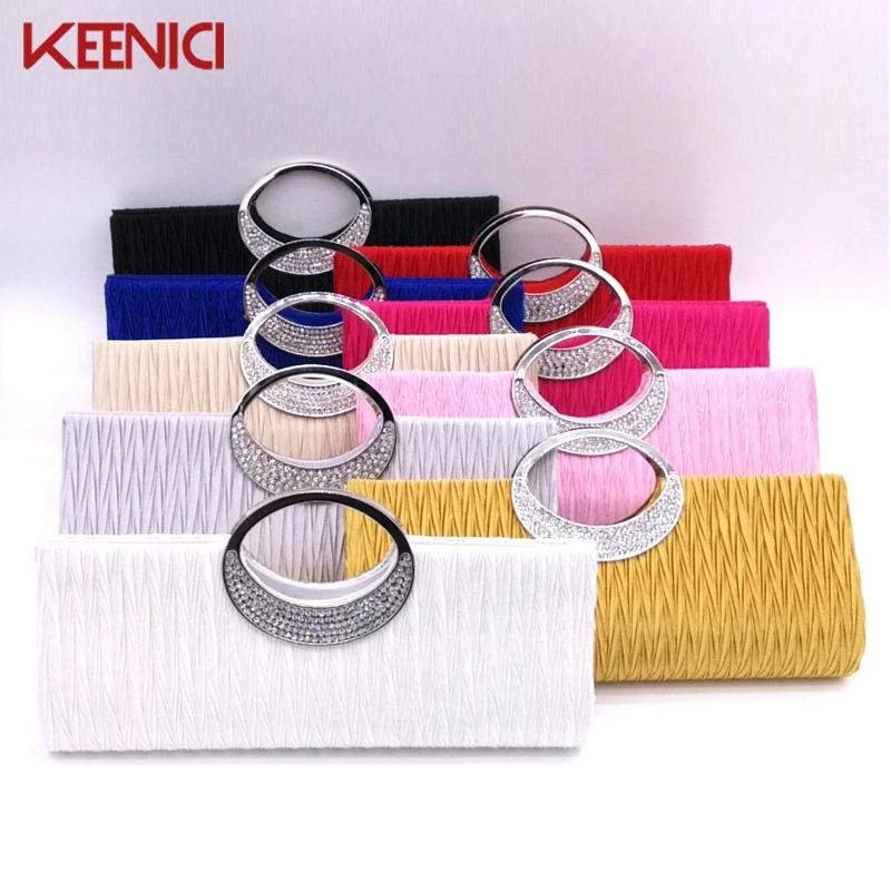 

New Diamond Silk Elegant Lady Evening Bag Satin Wedding Party Prom Of Marriage Exchange Messenger Clutch Bolsa Feminina Purse