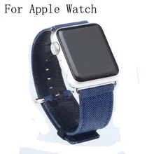 Special Design Blue Cowboy Canvas Leather Correas Bracelet Apple Watch Strap 42mm 38mm For Iwatch With