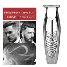 Машинка для стрижки волос с Т-образным лезвием, электрический триммер для волос, перезаряжаемый, щелкающий на спине, закрывающийся, р-образный, фаски, безопасный нож, 3 размера, направляющие расчески