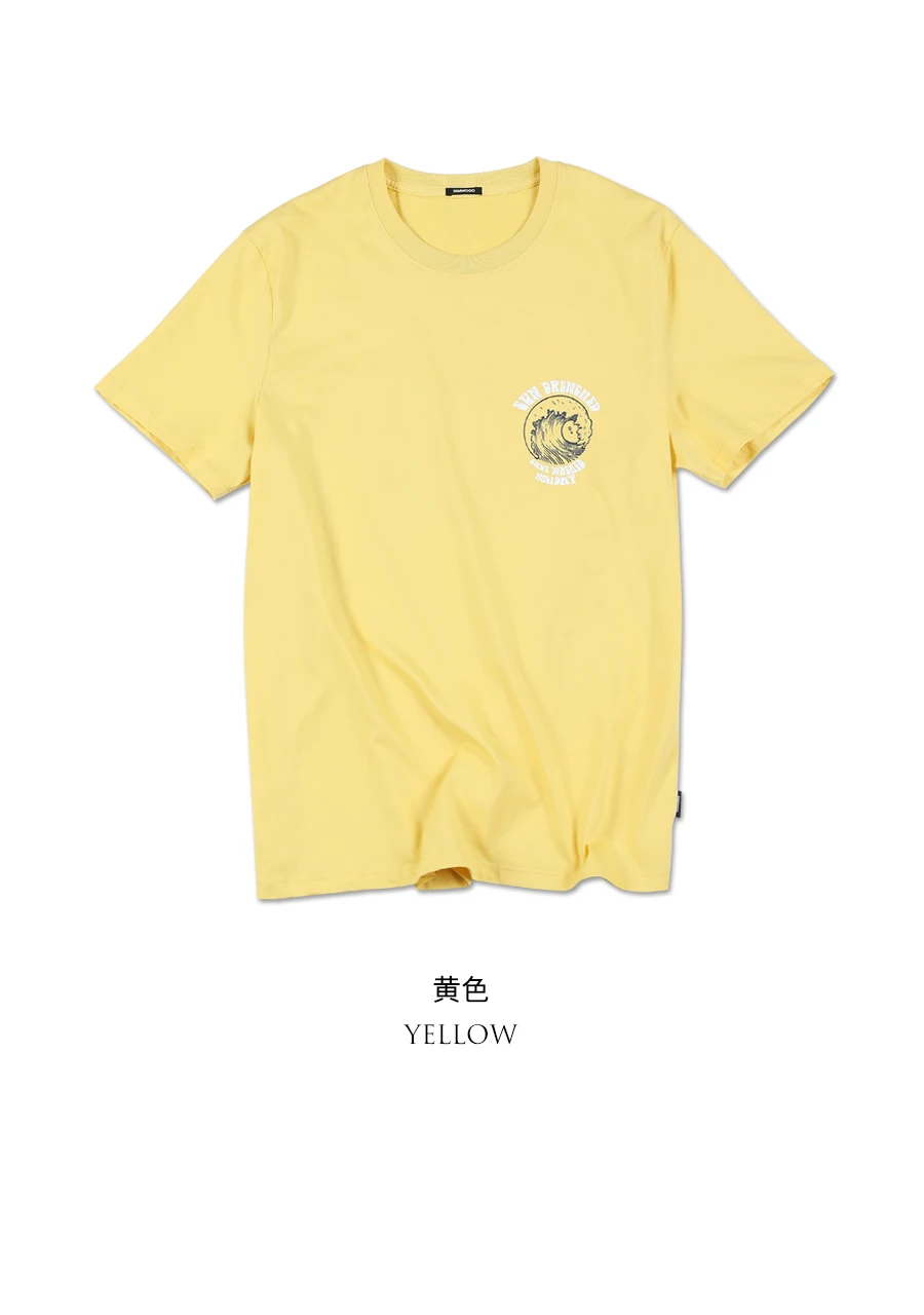 SIMWOOD летняя новая футболка для отдыха, мужская повседневная Пляжная футболка из хлопка, тонкие модные топы с принтом морской волны 190305