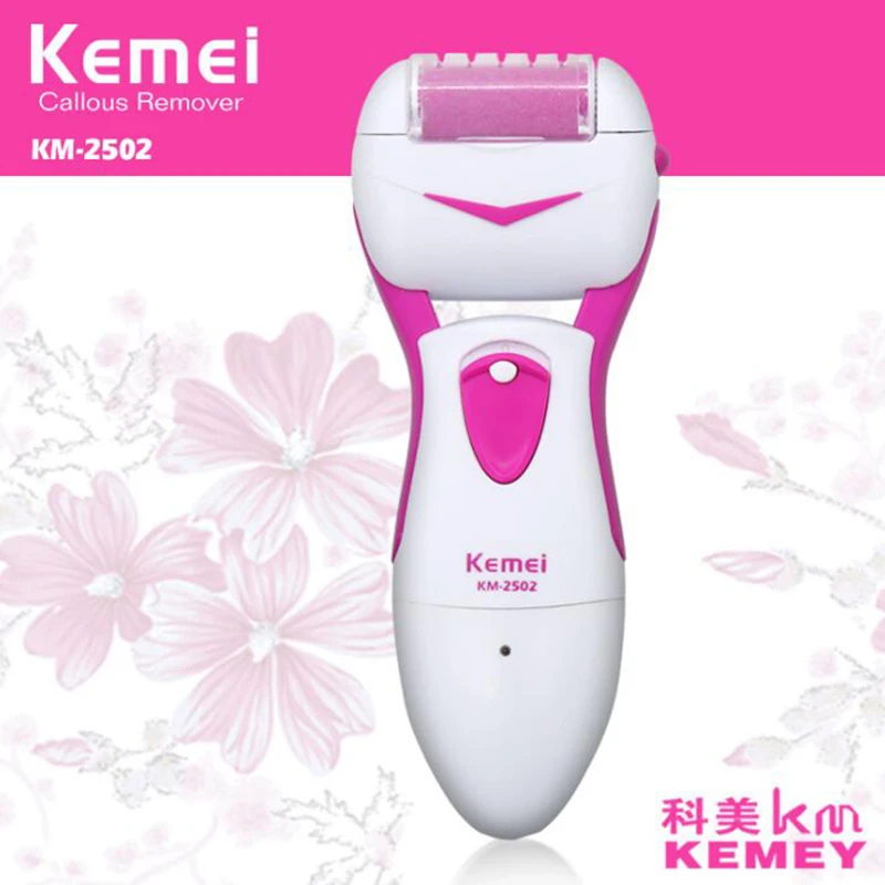 Kemei KM-2502 Electronic Foot File 2 Blades Rechargeable Electric Pedicure Electric Foot File Dead Skin Remover