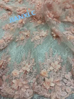 

good looking 3d flower bridal french net lace fabric DiuDiu-8360 with beads pretty African net lace fabric for party dress