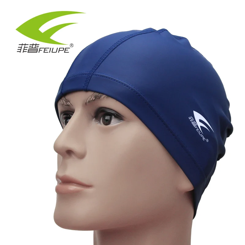 

FEIUPE Swimming Hat Adult Elastic Waterproof PU Fabric Swimming Caps For Long Hair Waterproof Free size Men & Women Ear Protect