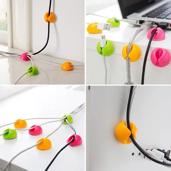 

Mixed Color Cable Winder Clips Desktop Workstation Tidy USB Cable Management Organizer Holder Wire Protector 10Pcs