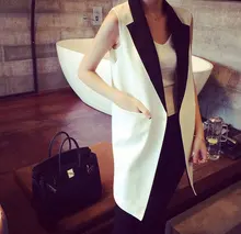 New 2016 Fashion Long Style Patchwork Collar Women’s Suit Vest Ladies Colorful Open vests Sleeveless waistcoat Female Cloth