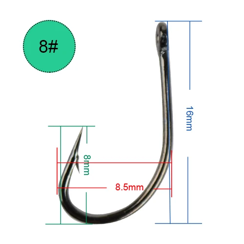FISH KING 10-50 шт./лот из высокоуглеродистой стали матовый черный Европейский крючок для ловли карпа 1 2 4 6 8 10# колючий одиночный карп рыболовные крючки пресноводные - Цвет: size 8