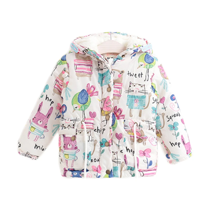 

2017 New Winter children clothing Graffiti Parkas style warm girls jackets & coats Hooded Baby Girl Outerwear & parkas