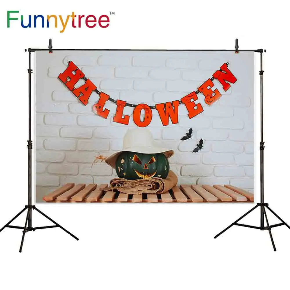 Фон Funnytree для фотосъемки Хэллоуин вечевечерние НКА кирпичная стена Тыква ковбой
