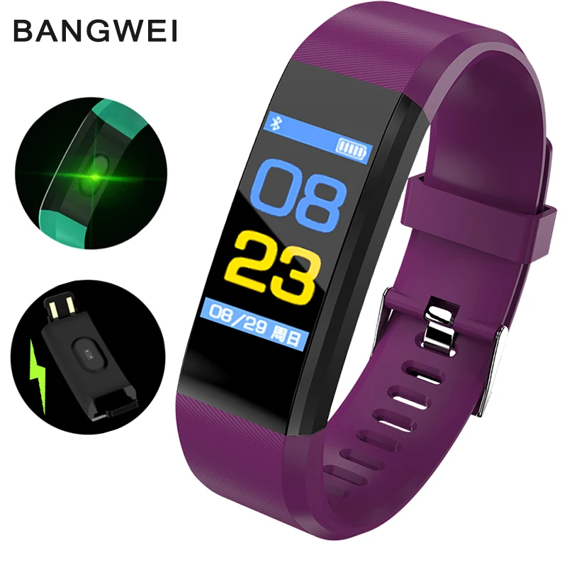 BANGWEI Fitness Watch Men Activity Tracker IP67 Waterproof Blood Pressure Oxygen Heart Rate Smart Monitor LED Color Screen Watch