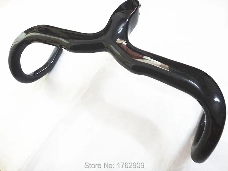 New white QILEFU Road bike 3K full carbon bicycle handlebar and Stem integrated