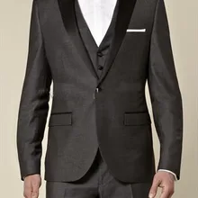 Стиль одна кнопка нью-серый жених смокинги пик атласная жениха мужчины свадебные костюмы жених( куртка+ брюки+ галстук+ жилет