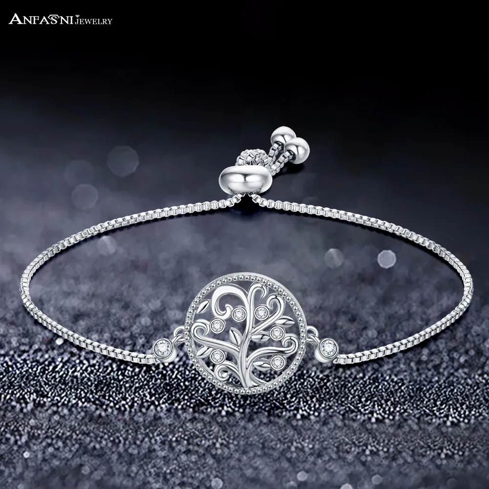

ANFASNI Hot Sale Adjustable Best Friend Bracelets For Women Silver Color CZ Charm Bracelet & Bangles Jewelry Party Dropshipping
