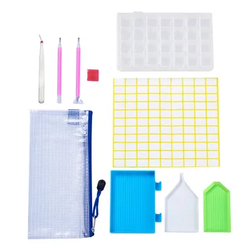 

Pandahall DIY Diamond Painting Kits with PVC Plastic Nail Art Tool Box Tray Plate Rhinestones Pickers Pen and Beading Tweezer