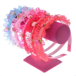 

Hot Sale 1PC Five Colors Girls Princess Rose Lace Pearl Rainbow Headband Headwear Fashion Girls Jewelry Hair Accessories H023