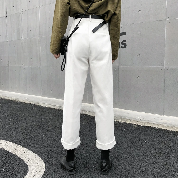 white pants Lnee длина с высокой талией с карманами женские шорты летние однотонные широкие брюки карго Женские повседневные Модные свободные уличные шорты - Цвет: white pants