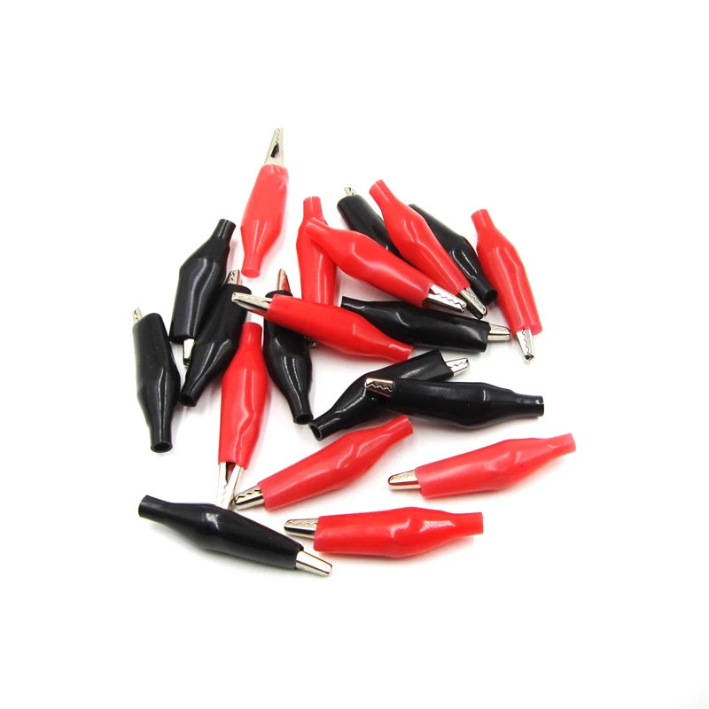 P2001 Hot 20 PCS Black Red Soft Plastic Coated Testing Probe Alligator Clips Crocodile Test Clip Wholease