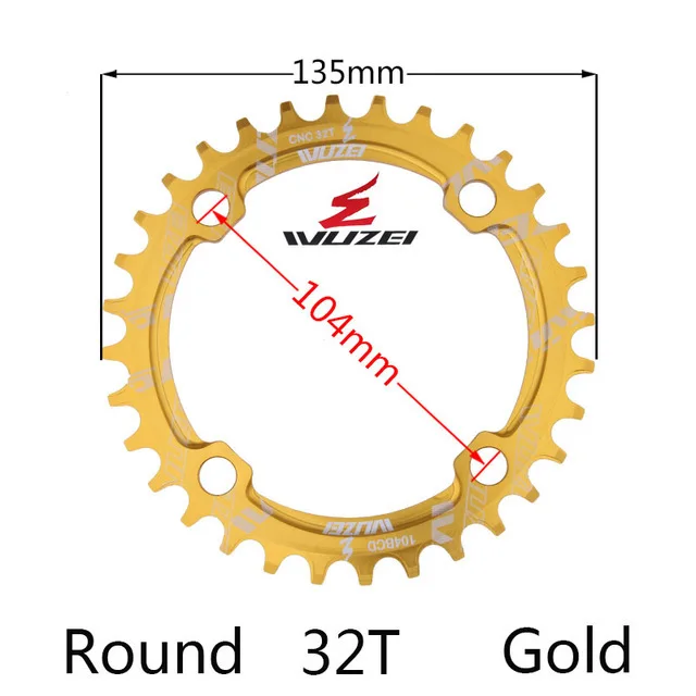 Одна узкая ширина система скорости Crown 104 Bcd 1 Rodada 38 36 34 32 T Mtb 9 10 11 S 1*11 крест кольцо - Цвет: Gold 32T Round