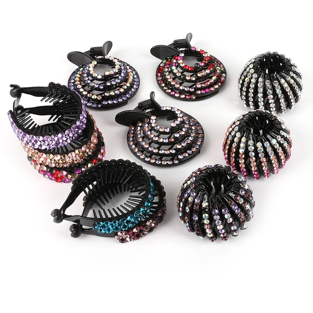 

Crystal Headware Shin'ning Hairpin 2018 New Women Hair Accessories Bud Hair Clip Nest Shape Hair Ties Ponytail Holder Hair Claws