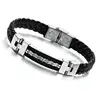 ASONSTEEL – Bracelet à breloques en cuir et acier inoxydable pour homme et femme, bijoux Vintage, couleur argent, 22CM ► Photo 2/6