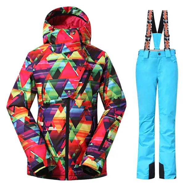 GSOU SNOW Brand Ski Suit Women Winter Ski Jacket Pants Waterproof Sets