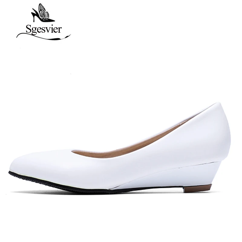SGESVIER/женские туфли-лодочки; Туфли на танкетке с острым носком на низком каблуке; женские низкие слипоны; цвет белый, черный; туфли-лодочки; женская обувь; размеры 32-48; OX094