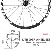 27 мм широкий ассиметричный карбоновый горный велосипед XC/Trail wheels сквозной клинчерный бескамерный 29er набор колес для горного велосипеда