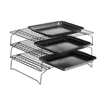 3 слоя Складная стойка для охлаждения торта металла пресс для украшения выпечки печенья Для Охлаждения Хлеба с Чистая ake пироги духовка для выпекания