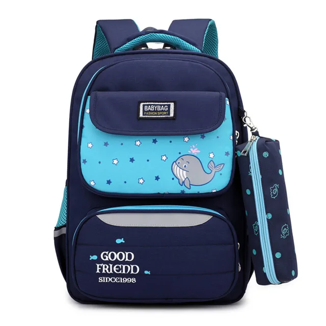 Брендовые ортопедические школьные сумки для детей, для мальчиков и девочек, рюкзак с мультяшным принтом, детский школьный рюкзак, школьный рюкзак, класс 1-3 - Цвет: Синий