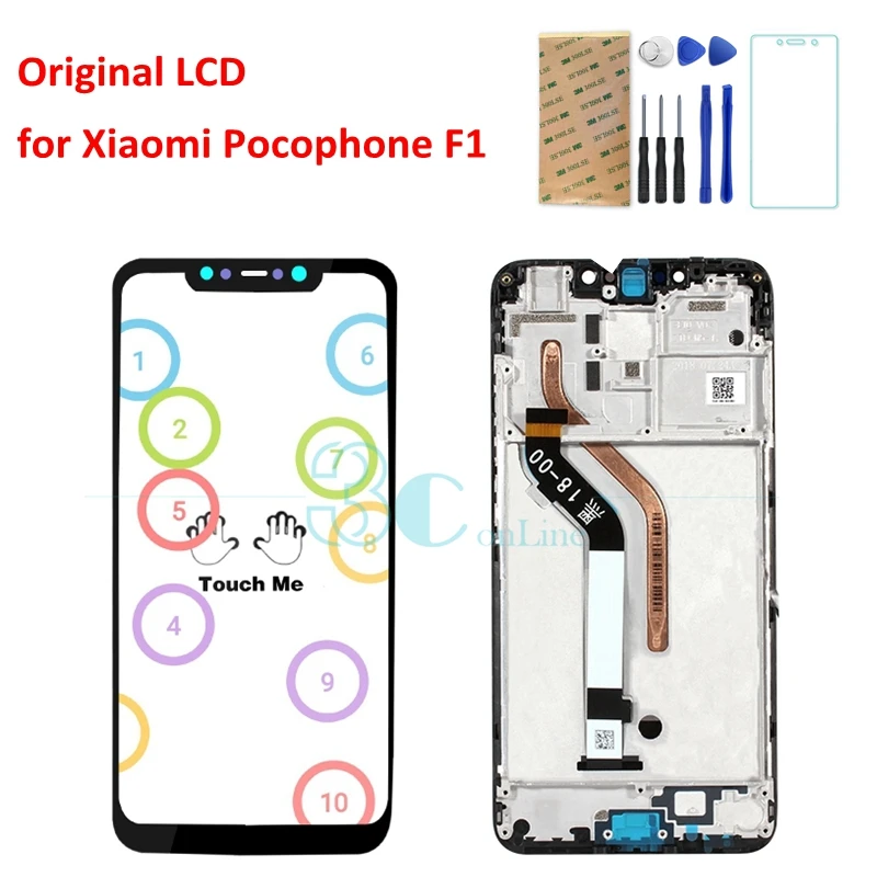 Оригинальный 6 18 &quotXiaomi Pocophone F1 ЖК-дисплей с рамкой сенсорный экран Poco дигитайзер
