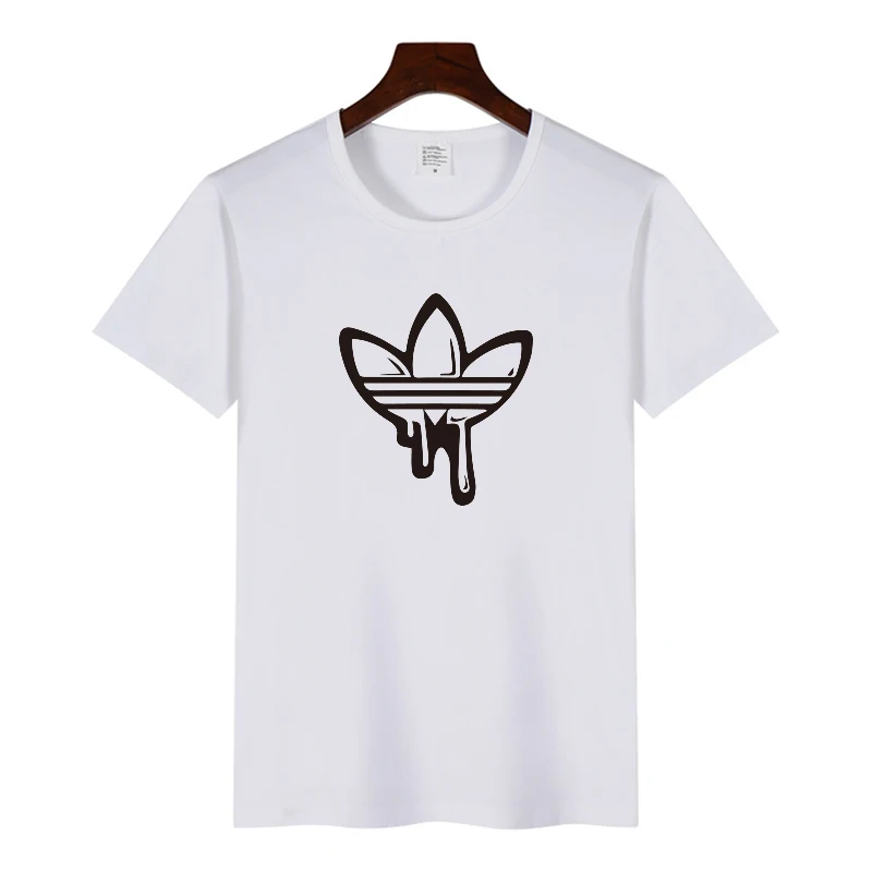 

Hot AD Printing Womens T Shirt Casual Round Neck European and American Tide Black White Summer Tops Cotton Short Sleeve Tshirt