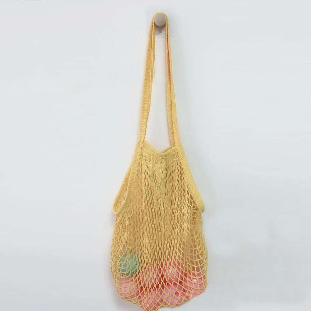 Многоразовые сумки через плечо с фруктовыми нитками, сумка-тоут для покупок, сетчатая тканая сумка через плечо Kadin Canta, сумки для покупок унисекс - Цвет: Цвет: желтый