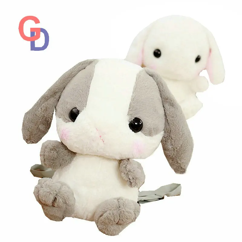 Kopen 45 cm Grote Oren Konijn Pluche Speelgoed voor Kinderen Grijs en Wit Leuke Bunny Rugzak Verjaardagscadeau School Schouders bag