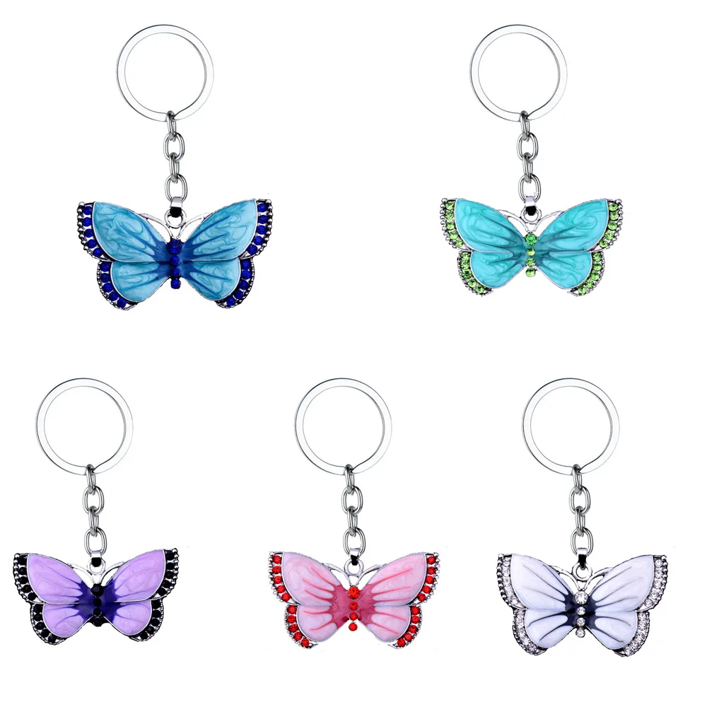 Crystal Butterfly Keychain Bohemia Insect Pendants Keyring Women