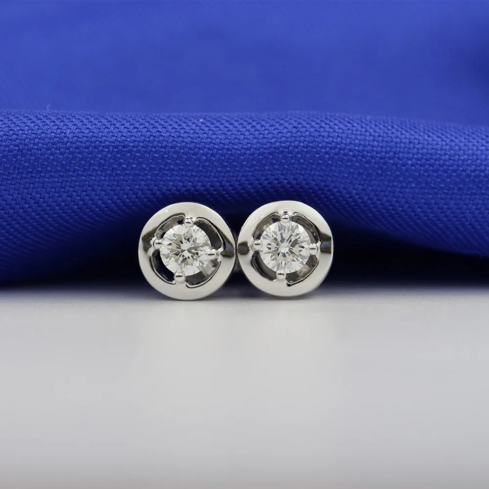 LASAMERO 0.384CT круглая огранка натуральный алмаз серьги-гроздья 18 K из белого золота с бриллиантами Halo Серьги-гвоздики, серьги, ювелирные изделия, серьги-гвоздики