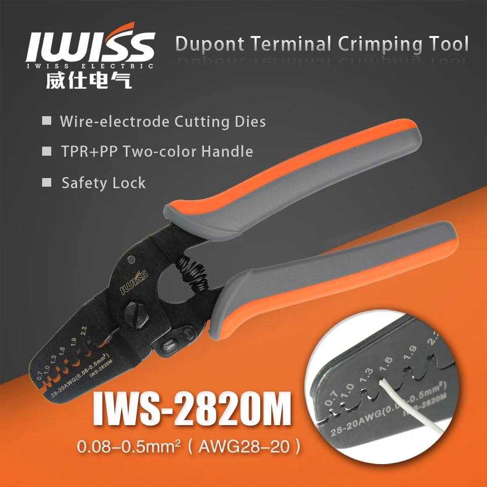 

IWISS Mini Open Barrel Crimping Tools Crimper Terminal Plier IWS-2820 for 28-20AWG JAM, Molex, Tyco, JST Terminal and Connector